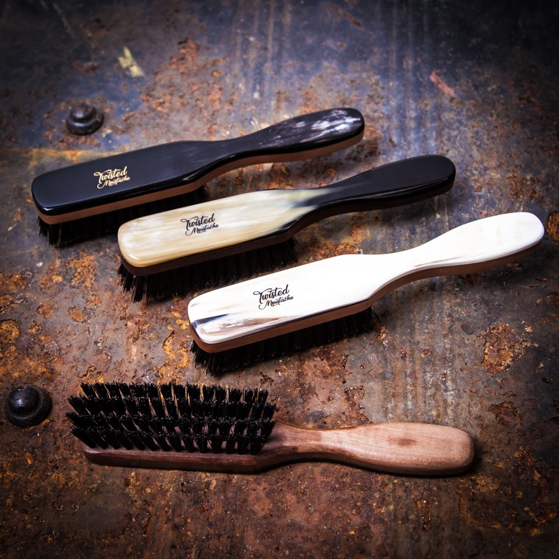 Pearwood & Ox Horn Beard Brush Boar Bristle