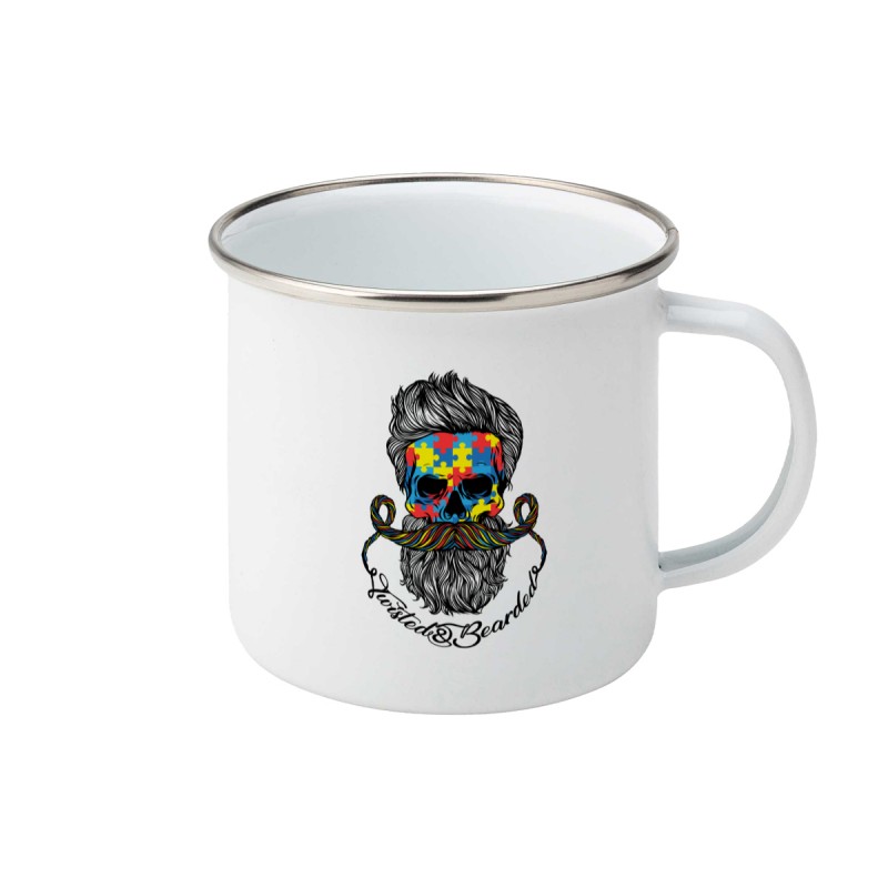 Twisted & Bearded Autism Enamel Mug