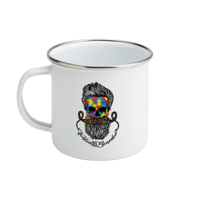 Twisted & Bearded Autism Enamel Mug